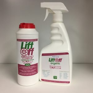 LiftOff Organic Emergency Clean Up Kit –  LiftOff Emergency Clean Up Powder 240gm plus 750 ml LiftOff Organic Trigger Spray Bottle